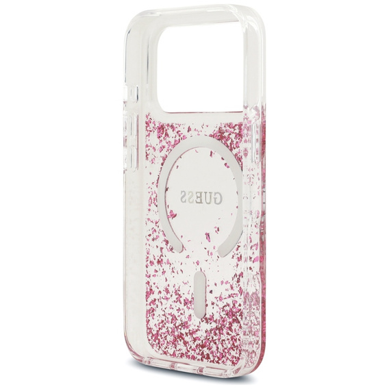 Pouzdro GUESS Resin Bottom Glitter MagSafe pro iPhone 17 Pro
