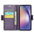 Pouzdro pro Samsung Galaxy A55, ERBORD Glossy Litchi, flipová peněženka, fialové