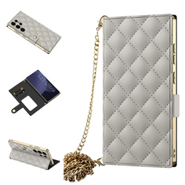 Flipové pouzdro pro Samsung Galaxy S25 Ultra, GKK Mirror Wallet, titanově šedá