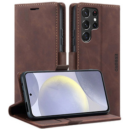 Pouzdro pro Samsung Galaxy S24 Ultra, ERBORD Vintage peněženka s klopou, káva