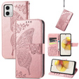 Klopové pouzdro pro Motorola Moto G73 5G, Butterfly, růžové rose gold