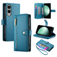 Klopové pouzdro pro Samsung Galaxy S25 Edge, Wallet Zipper Pocket, modré
