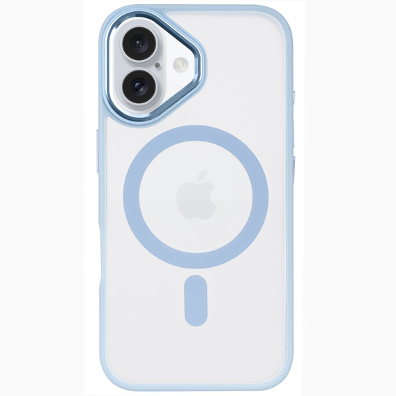 Pouzdro pro iPhone 16, pro MagSafe, ERBORD Matt Case, transparentní / modré + sklo na displej