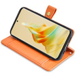 Klopové pouzdro pro Oppo Reno8 T 4G, Wallet Zipper Pocket, oranžové