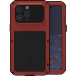 Pouzdro Love Mei pro iPhone 15 Pro Max, armored with glass, červené