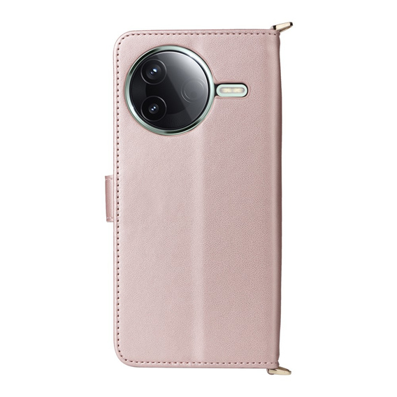 Flipové pouzdro pro Xiaomi Poco F7 Pro / F7 Ultra, Crossbody Leather Wallet, růžové
