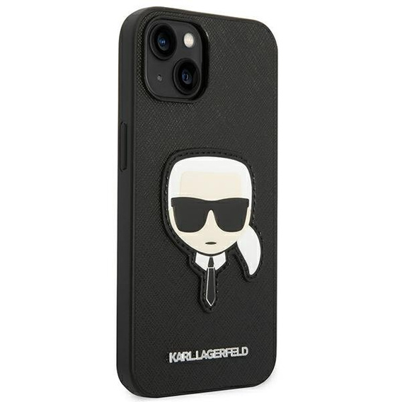 Pouzdro Karl Lagerfeld pro iPhone 14 Plus, Saffiano Karl's Head Patch, černé