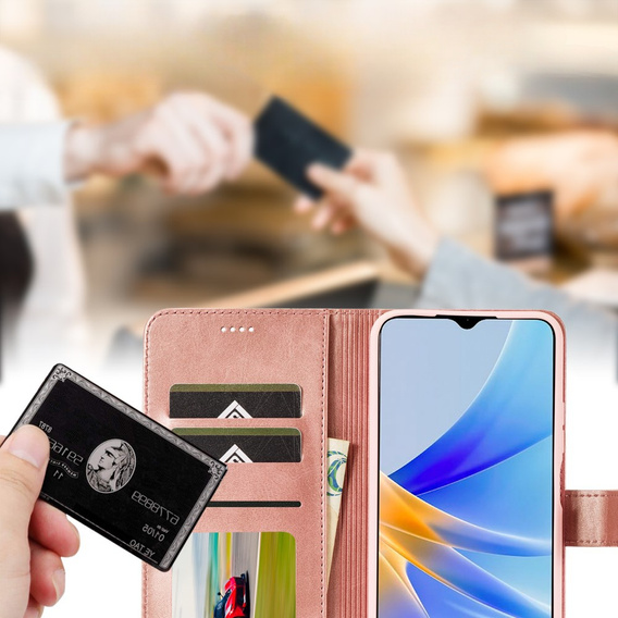 Klopové pouzdro pro Oppo A17, LC.IMEEKE, růžové rose gold
