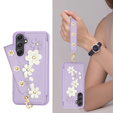 Pouzdro pro Samsung Galaxy A55 5G, Leather Flower Card Slot, fialové