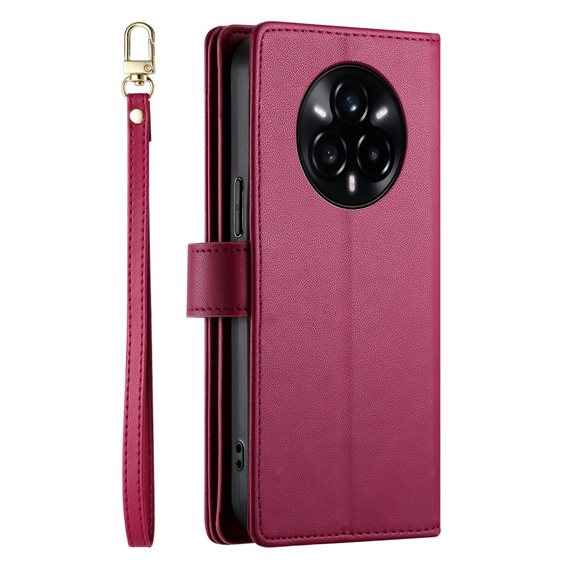 Klopové pouzdro pro Realme 14 Pro 5G, Wallet Zipper Pocket, červené