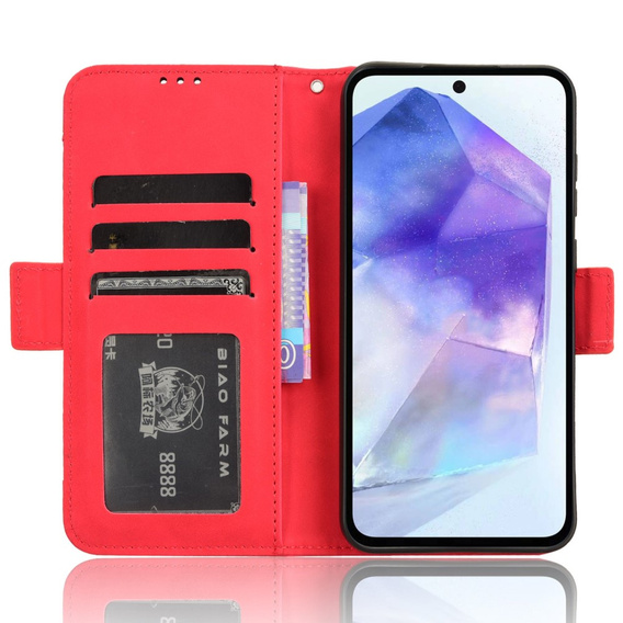 Klopové pouzdro pro Samsung Galaxy A55 5G, Card Slot, červené