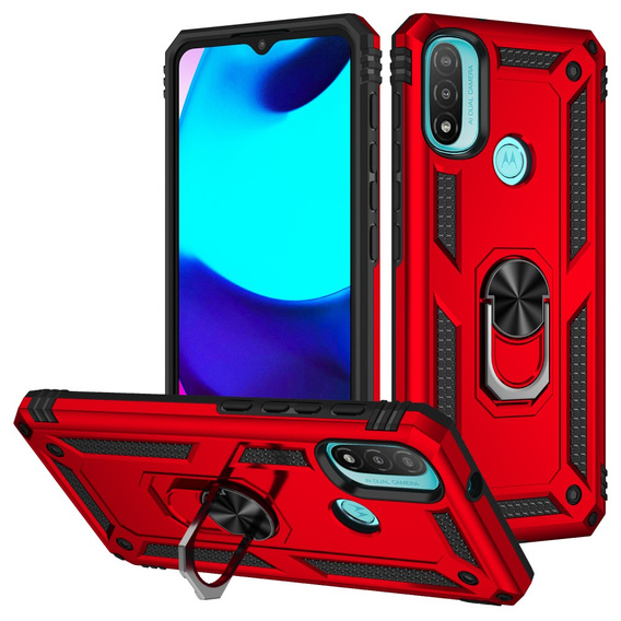 Pancéřové pouzdro pro Motorola Moto E20/E30/E40, Nox Case Ring, červené