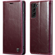 CASEME flipové pouzdro pro Samsung Galaxy S21, Waxy Textured, červené