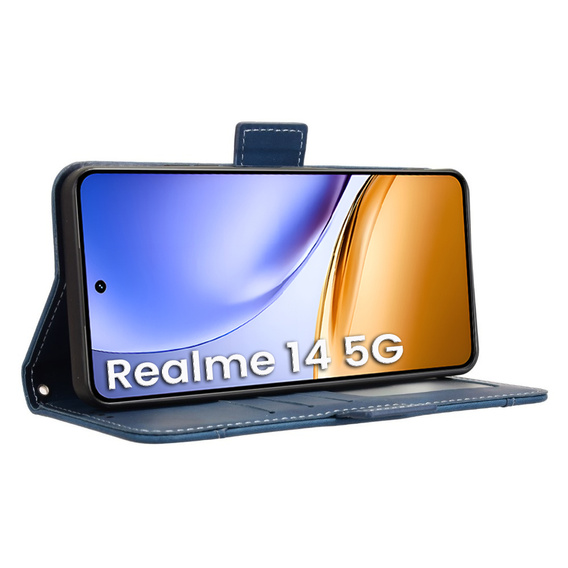 Klopové pouzdro pro Realme 14 5G / Realme 14T 5G, Card Slot, námořnicky modré