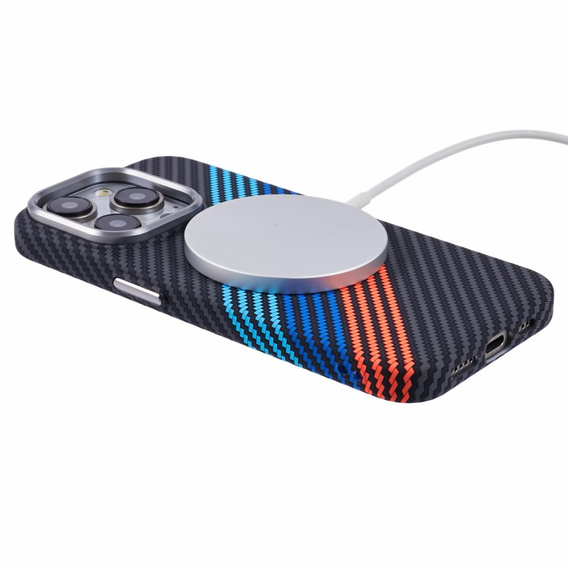 Pouzdro pro iPhone 15 Pro, Carbon Fiber MagSafe, námořnicky modré