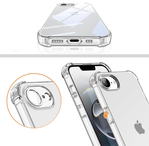 Pouzdro pro iPhone 16E, Erbord Dropproof, průhledné + sklo
