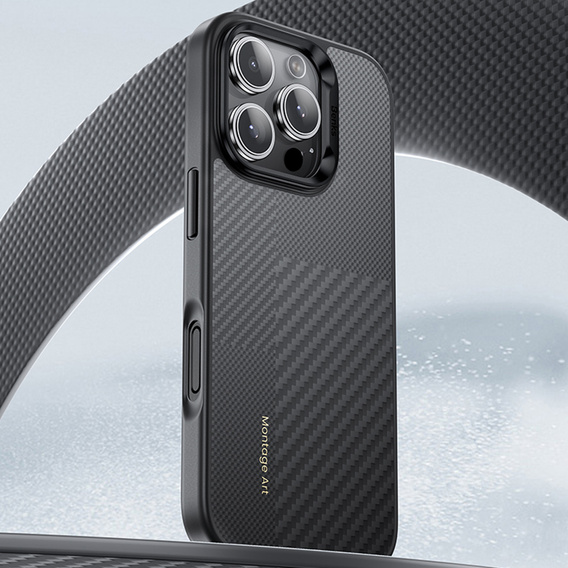 Pouzdro BENKS Kevlar pro iPhone 16 Pro, pro MagSafe, Carbon Fiber, černé
