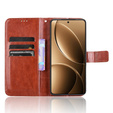 Klopové pouzdro pro Xiaomi Poco F7 Ultra, Crazy Horse Wallet, hnědé