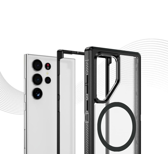Pouzdro s rámečkem pro Samsung Galaxy S24 Ultra, pro MagSafe, transparentní / černé