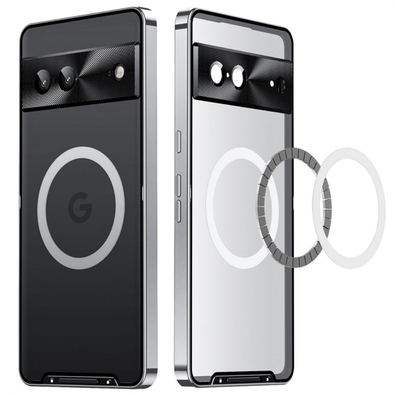 Ochranné pouzdro na fotoaparát pro Google Pixel 8, CamShield MagSafe, průhledná / stříbrná