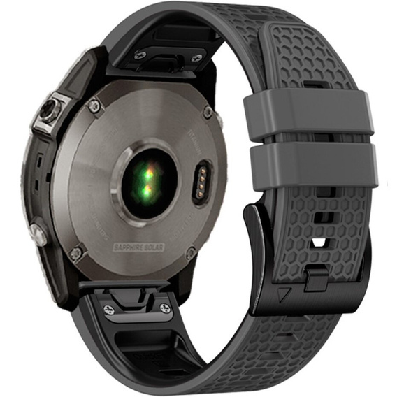 Silikonový řemínek pro Garmin Fenix 7 / Forerunner 965 / 955 / 945 / 935, šedý / černý