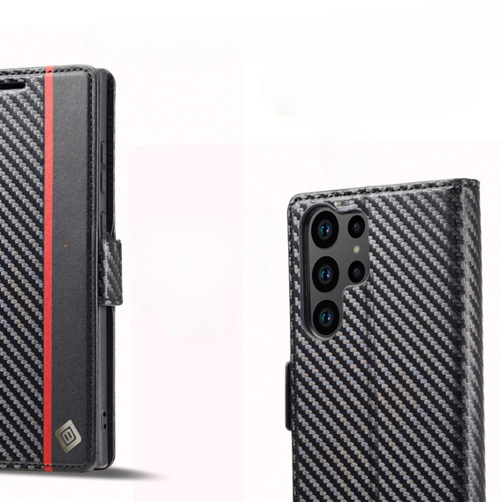 Klopové pouzdro pro Samsung Galaxy S23 Ultra, Carbon LC.IMEEKE, černé