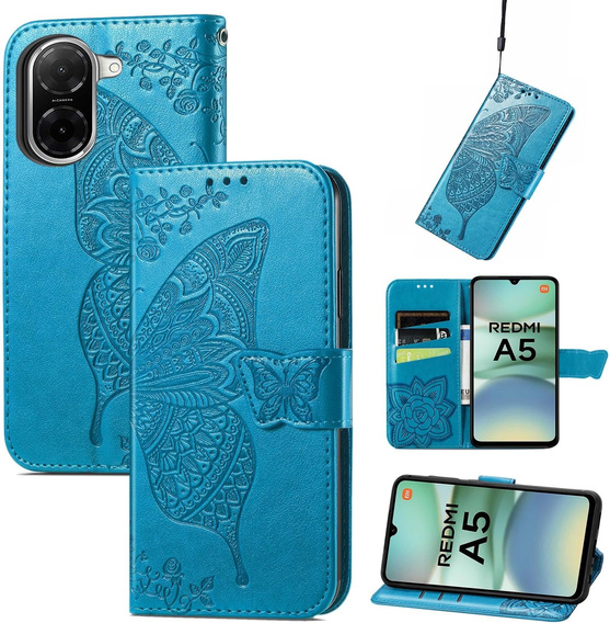 Klopové pouzdro pro Xiaomi Redmi A5, Butterfly, modré