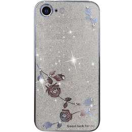 Pouzdro pro iPhone SE 2022 / SE 2020 / 8 / 7, Glitter Flower, modré