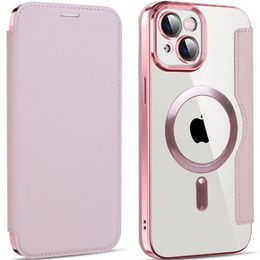Klopové pouzdro pro iPhone 14, RFID Wallet MagSafe CamShield, růžové
