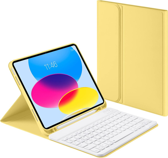 Pouzdro s podsvícenou bluetooth klávesnicí pro iPad 10.9 2022 (10 gen.), žluté