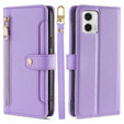 Klopové pouzdro pro Motorola Moto G73 5G, Wallet Zipper Pocket, fialové