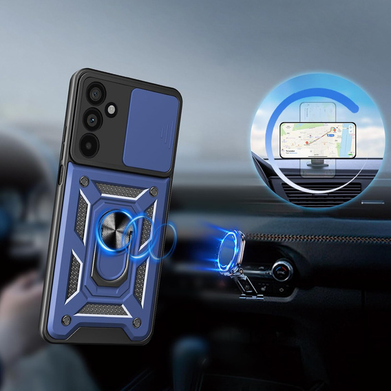 Pancéřové pouzdro pro Samsung Galaxy A17 5G, s ochranou fotoaparátu, se stojánkem, modré