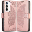 Klopové pouzdro pro Oppo Reno 12, Butterfly, růžové rose gold