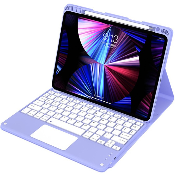 Pouzdro + klávesnice iPad Air 10.9 4 2020 / 5 2022, Touchpad, fialové