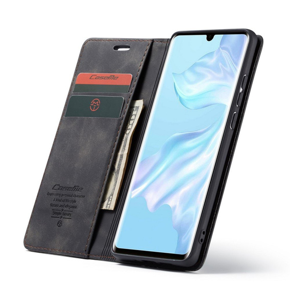 Pouzdro CASEME pro Huawei P30 Pro, Leather Wallet Case, černé