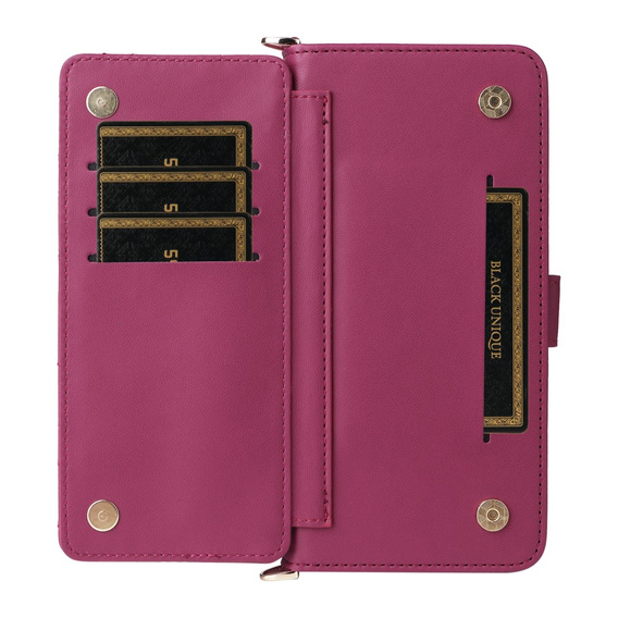 Flipové pouzdro pro Oppo Reno 13F 5G, Crossbody Leather Wallet, kaštanové