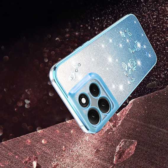 Pouzdro pro Motorola Moto G86 5G, Glitter Flower, modré
