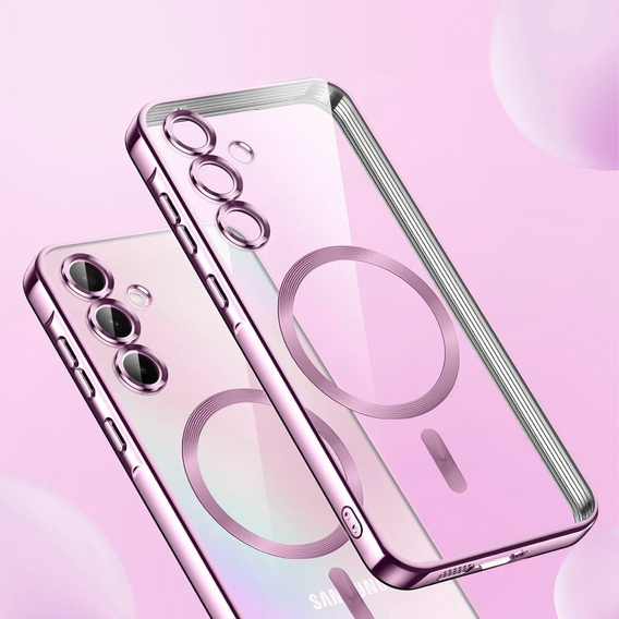 Pouzdro pro Samsung Galaxy A15 4G/5G, Electro MagSafe, růžové + sklo na displej