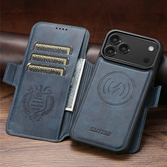 Flipové pouzdro 2 v 1 pro iPhone 17 Pro Max, SUTENI, pro MagSafe, modré