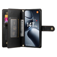 Klopové pouzdro pro Xiaomi 14T Pro, Wallet Zipper Pocket, černé