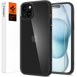 Pouzdro Spigen pro iPhone 15, Ultra Hybrid, černé + 9H tvrzené sklo