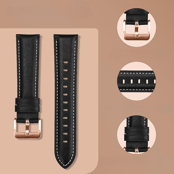 Univerzální kožený řemínek 20 mm, černý