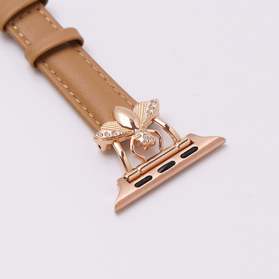 Kožený řemínek pro Apple Watch 1/2/3/4/5/6/7/8/SE/Ultra 42/44/45/49 mm, béžový