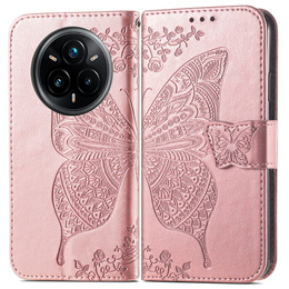 Klopové pouzdro pro Realme 14 Pro 5G, Butterfly, růžové rose gold