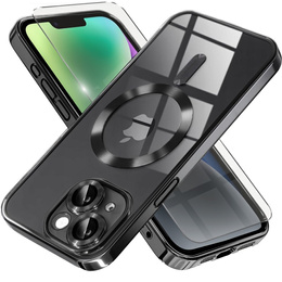 Pouzdro pro iPhone 14, Electro MagSafe, černé + sklo na displej