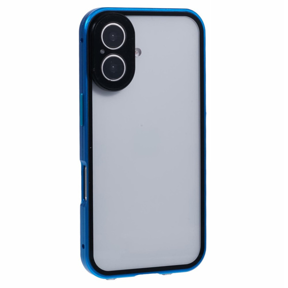 Pouzdro pro iPhone 16, Magnetic Dual Glass, modré