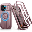 Pancéřové pouzdro pro iPhone 16 Pro, Dexnor CamProtect MagSafe, růžové (dva rámečky)