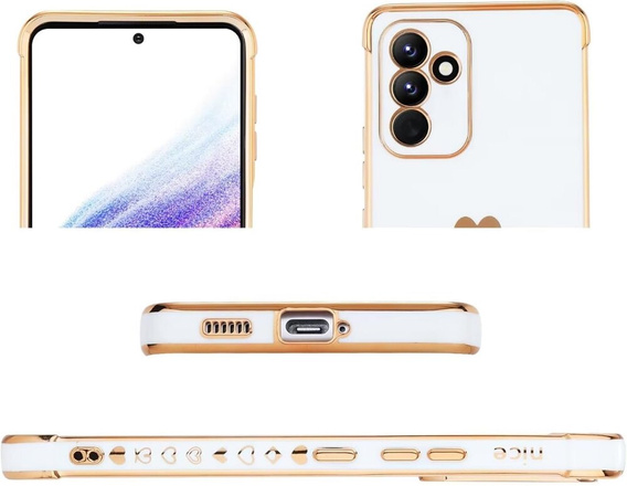 Pouzdro pro Samsung Galaxy A15 4G / 5G, Electro heart, bílé + Full Glue Ceramic Glass