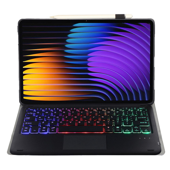 Podsvícené pouzdro s bluetooth touchpadem pro Xiaomi Pad 7 / Xiaomi Pad 7 Pro, černé