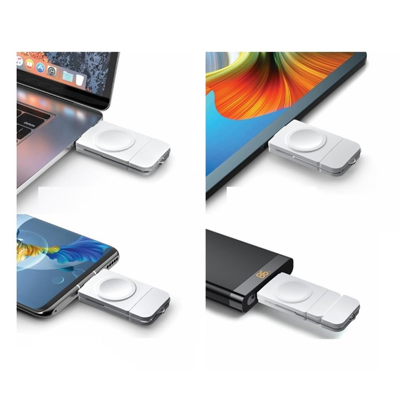Indukční nabíječka pro Apple Watch 1/2/3/4/5/6/7/8/SE, bílá